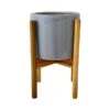 Ivyline Anzio Warm Grey Pot Cover With Wooden Stand -Plantify Shop ANZWMGREY